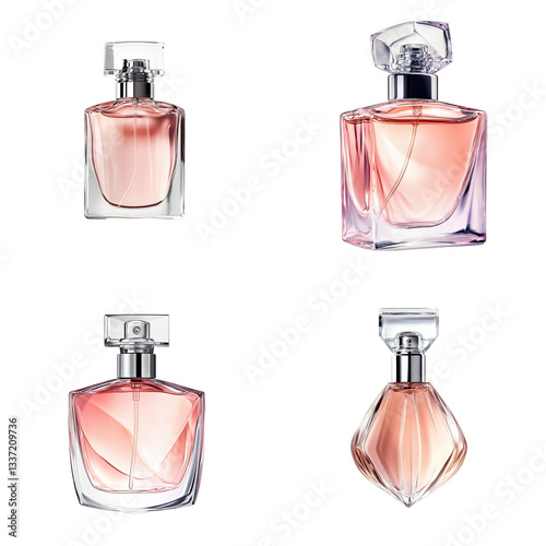 Pink Perfume Bottle with Silver Spray Nozzle - Isolated