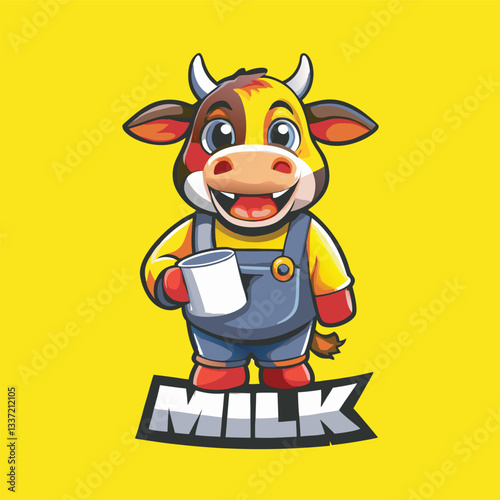 Cute Cow and Milk: A Whimsical Logo Mascot in Vehicle Form