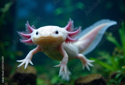 Obraz na płótnie Swimming i nthe aquarium smiling axolotl w salonie