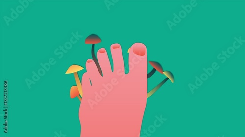 Foot fungus. Minimal modern motion design. Abstract animation