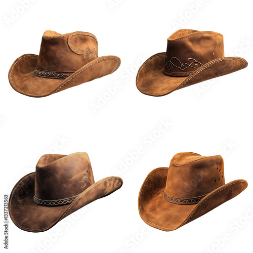 Brown Suede Cowboy Hat - Side View 