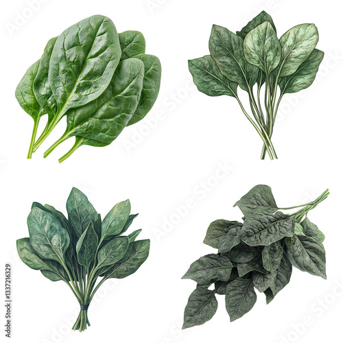 Fresh Spinach Leaves - Deep Green & Delicate Texture 