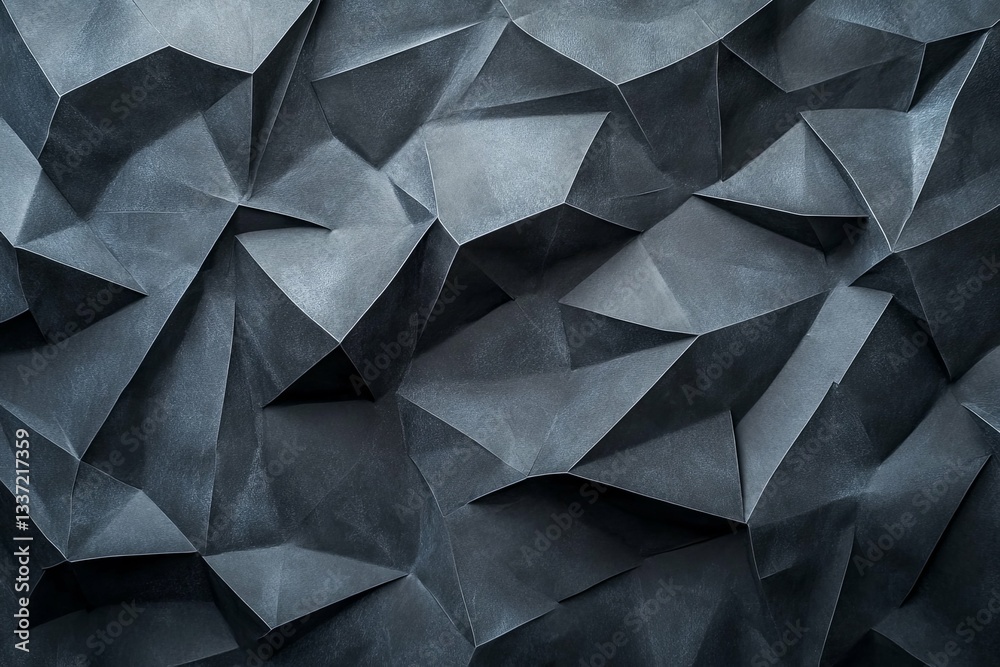 Fototapeta premium A dark blue paper artwork of intricate geometric folds and angles