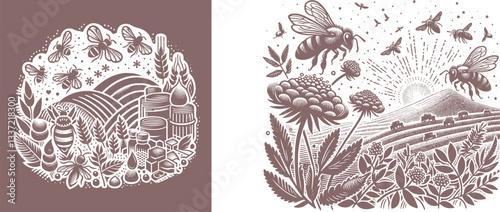 Set Bee Hill Embrace the natural beauty of the serene hills, where every journey begins with a step toward tranquility. A peaceful haven where bees buzz and the land whispers its secrets old color 