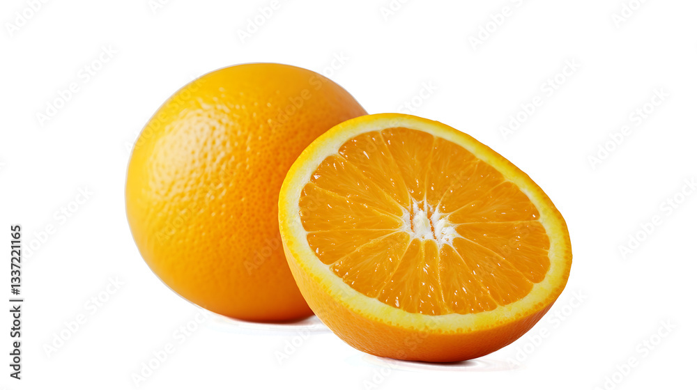 A whole orange and a slice of orange A whole orange and a slice of orange