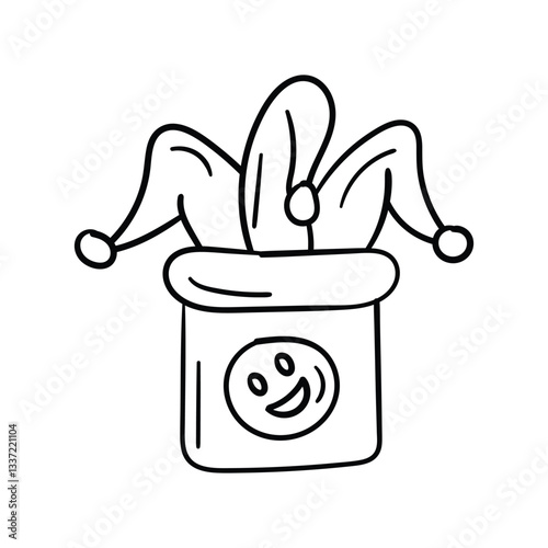 April Fools line doodle icon with white background vector stock illustration