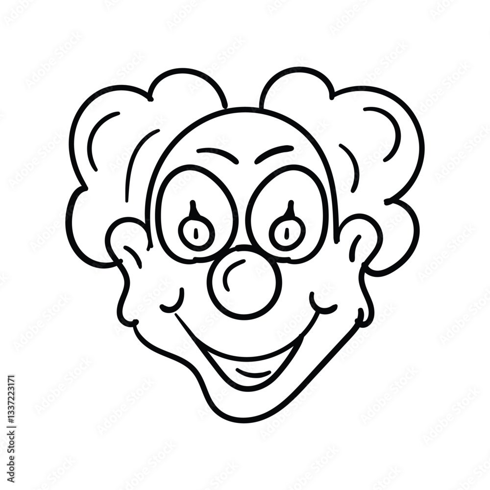 Clown line doodle icon with white background vector stock illustration Clown line doodle icon with white background vector stock illustration