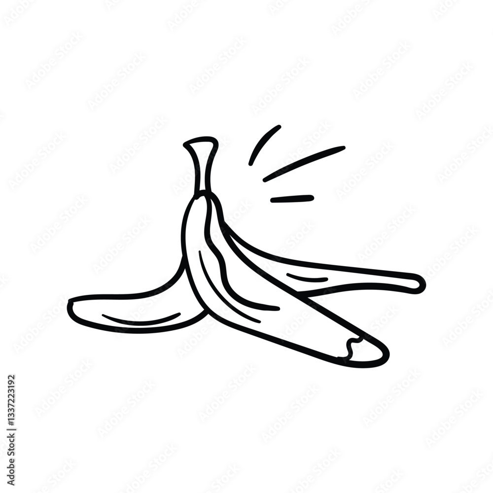 Banana line doodle icon with white background vector stock illustration Banana line doodle icon with white background vector stock illustration