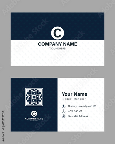 Modern blue corporate business card and name card template design, horizontal layout