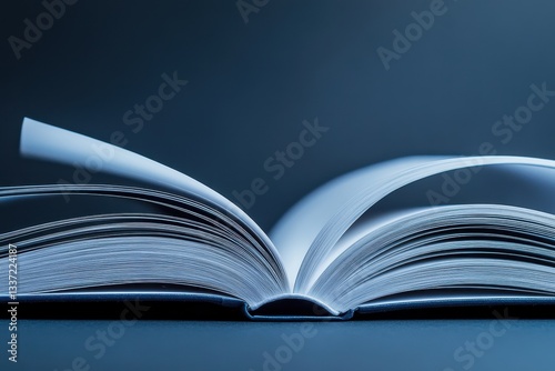 Open Book of Knowledge: An open book with turning pages, softly illuminated, inviting the viewer into a realm of stories, education and exploration.