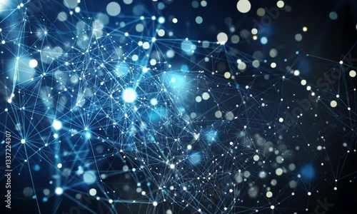 Wallpaper Mural Abstract Network Connection: Digital Universe of Blue Nodes and Lines Torontodigital.ca