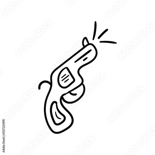 Free Gun line doodle icon with white background vector stock illustration
