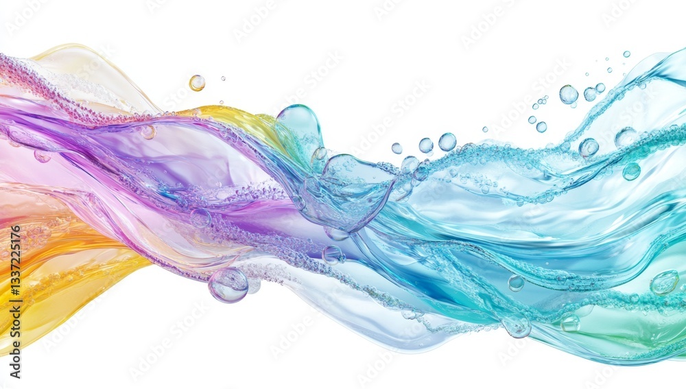 Colorful, flowing water waves with vibrant splashes Colorful, flowing water waves with vibrant splashes