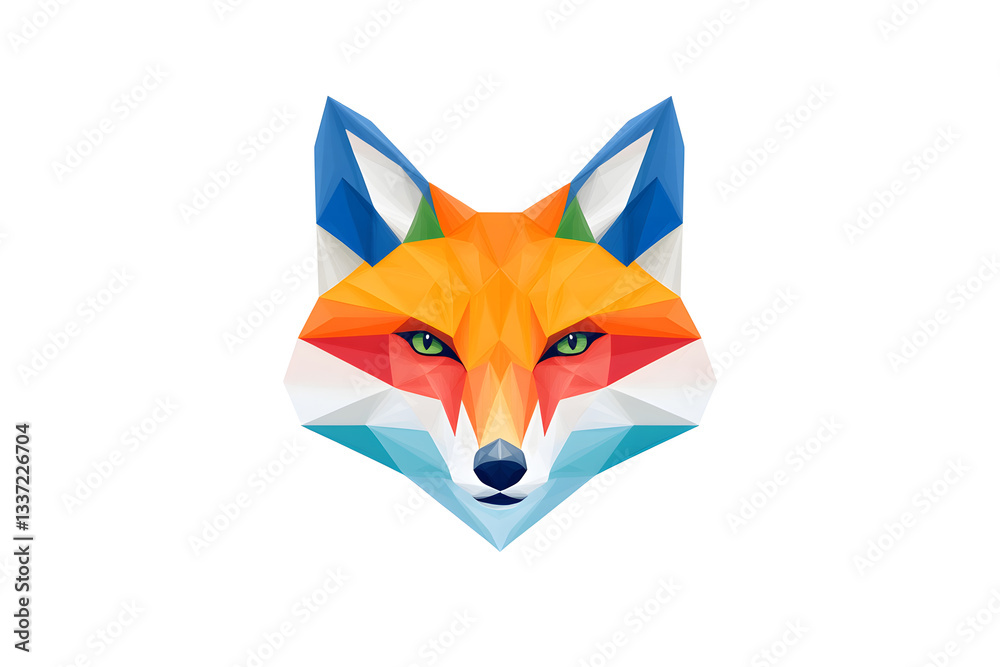 Fototapeta premium Abstract Low polygon geometric red fox face design isolated on white background