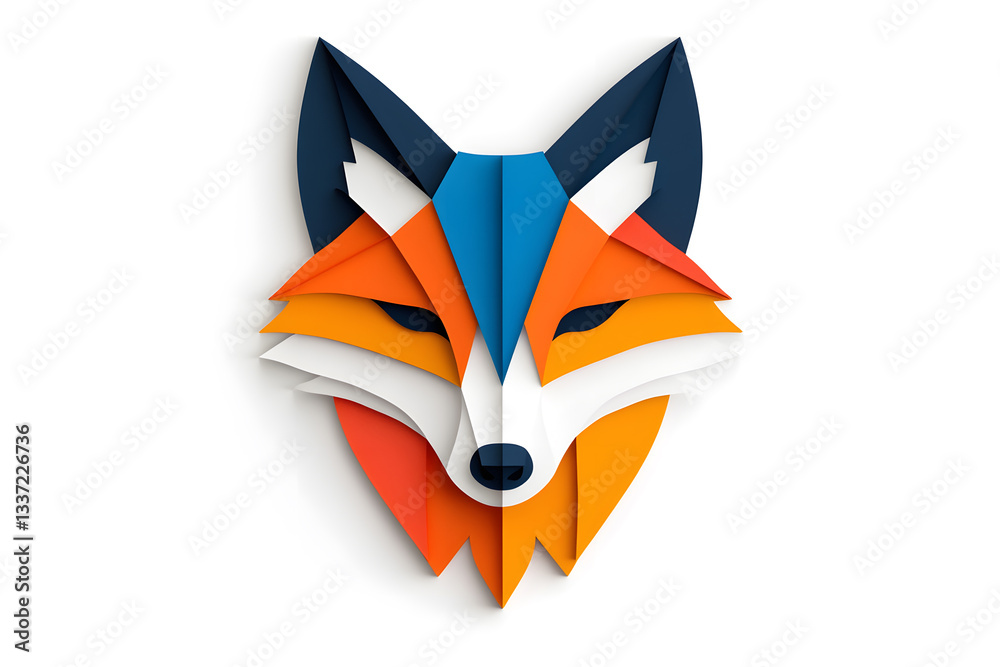 Fototapeta premium Abstract Low polygon geometric red fox face design isolated on white background