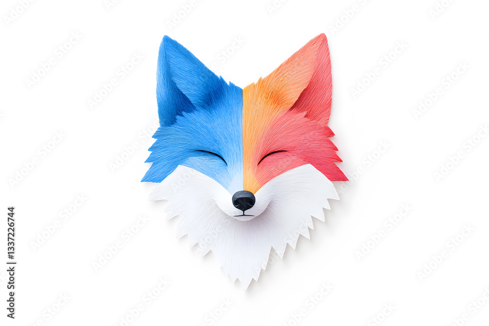 Fototapeta premium Abstract Low polygon geometric red fox face design isolated on white background