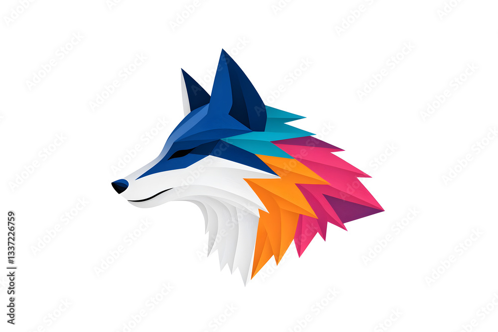 Fototapeta premium Abstract Low polygon geometric red fox face design isolated on white background