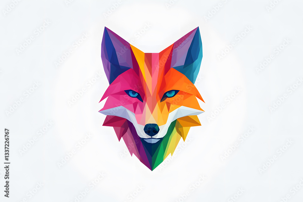 Fototapeta premium Abstract Low polygon geometric red fox face design isolated on white background