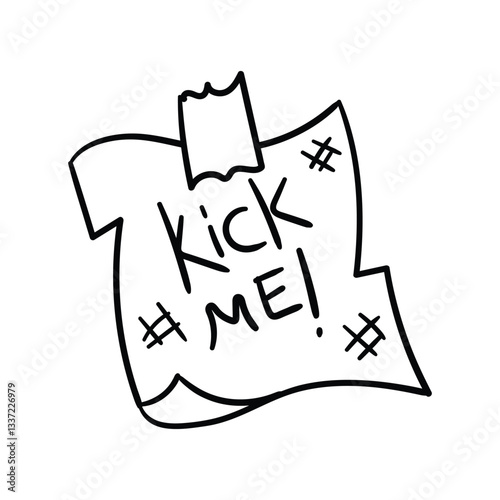 Kick Me line doodle icon with white background vector stock illustration