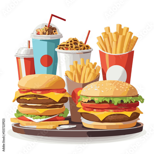 fastfood, fast, snack, food, meal, delicious, burger, lunch, background, dinner, american, meat, unhealthy, menu, restaurant, set, cheeseburger, junk, isolated, hamburger, fat, eat, sandwich, tasty, c