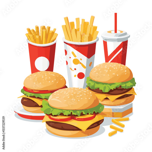 fastfood, fast, snack, food, meal, delicious, burger, lunch, background, dinner, american, meat, unhealthy, menu, restaurant, set, cheeseburger, junk, isolated, hamburger, fat, eat, sandwich, tasty, c