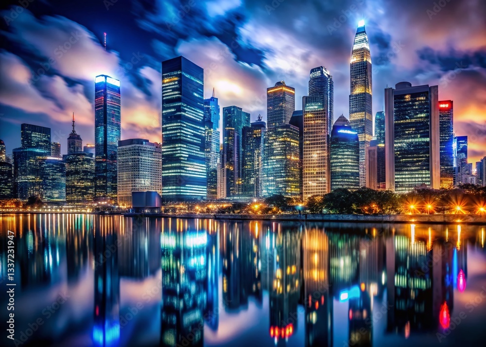 Night Cityscape, Countdown Timer, No Digital Effects, Urban Night Photography, Dark City Background Night Cityscape, Countdown Timer, No Digital Effects, Urban Night Photography, Dark City Background