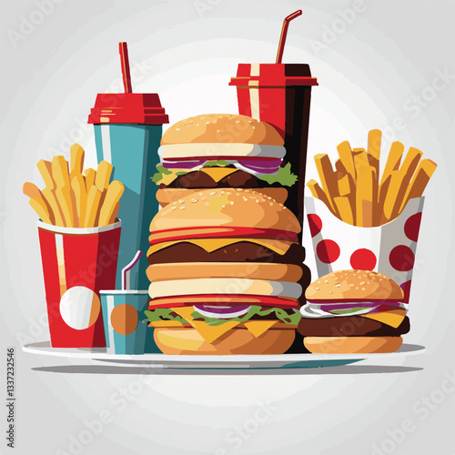 fastfood, fast, snack, food, meal, delicious, burger, lunch, background, dinner, american, meat, unhealthy, menu, restaurant, set, cheeseburger, junk, isolated, hamburger, fat, eat, sandwich, tasty, c