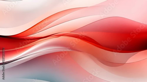 Abstract flowing red and white waves