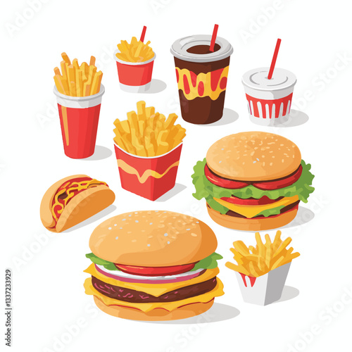 fastfood, fast, snack, food, meal, delicious, burger, lunch, background, dinner, american, meat, unhealthy, menu, restaurant, set, cheeseburger, junk, isolated, hamburger, fat, eat, sandwich, tasty, c