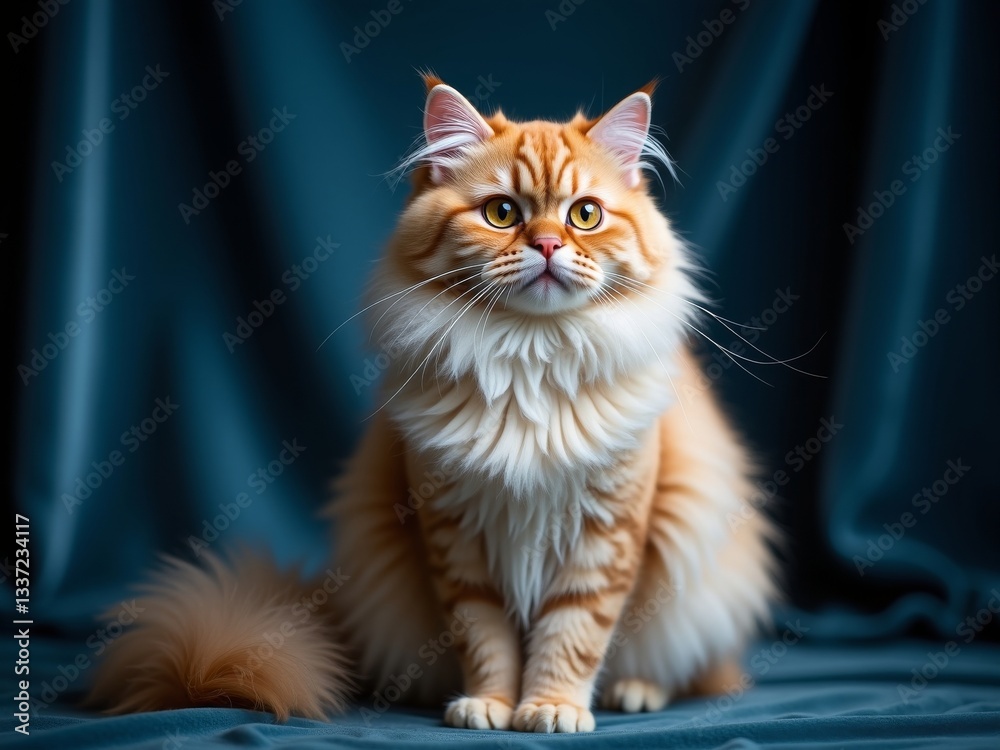 Captivating Portrait of a Fluffy Orange Cat with Vibrant Eyes and a Calm Demeanor Captivating Portrait of a Fluffy Orange Cat with Vibrant Eyes and a Calm Demeanor