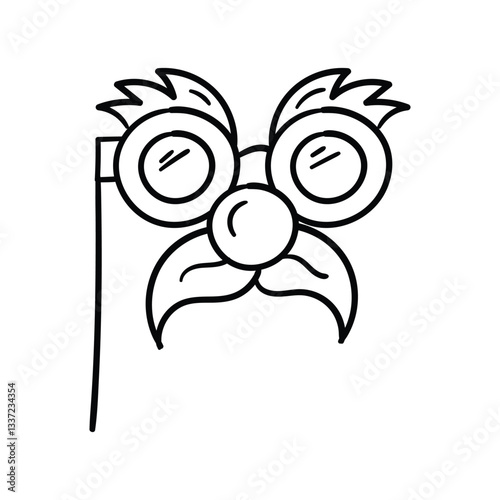 Funny Props line doodle icon with white background vector stock illustration