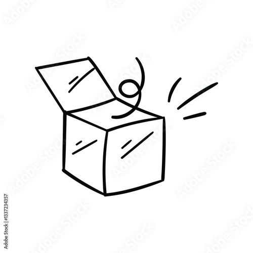Prank Box line doodle icon with white background vector stock illustration