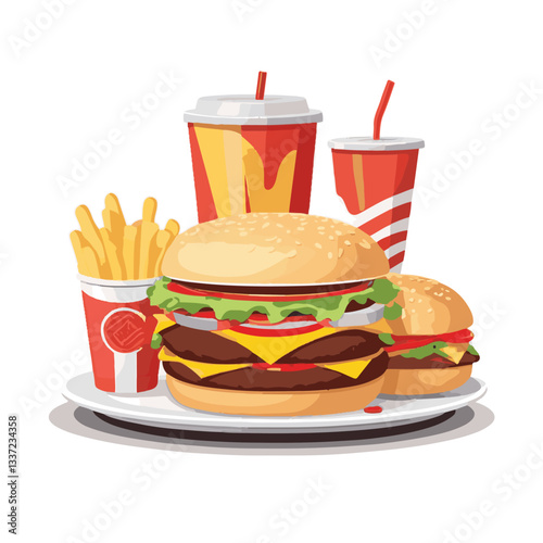 fastfood, fast, snack, food, meal, delicious, burger, lunch, background, dinner, american, meat, unhealthy, menu, restaurant, set, cheeseburger, junk, isolated, hamburger, fat, eat, sandwich, tasty, c