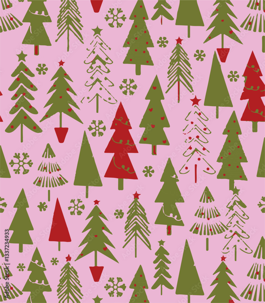 Obraz premium Christmas branches, New Year and garland seamless pattern background