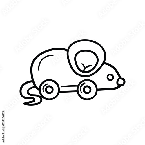 Rat Prank line doodle icon with white background vector stock illustration