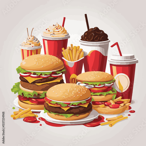 fastfood, fast, snack, food, meal, delicious, burger, lunch, background, dinner, american, meat, unhealthy, menu, restaurant, set, cheeseburger, junk, isolated, hamburger, fat, eat, sandwich, tasty, c