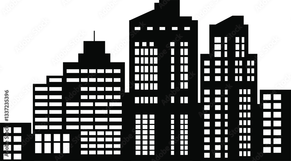 Obraz premium Black and white cityscape representing modern urban architecture