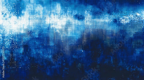 Abstract blue pixelated glitch texture with distortion effects, showcasing futuristic digital aesthetics, screen malfunctions, and cyber-inspired visuals for technology-based projects