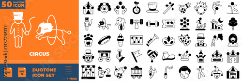 Circus Duotone Editable Icons set