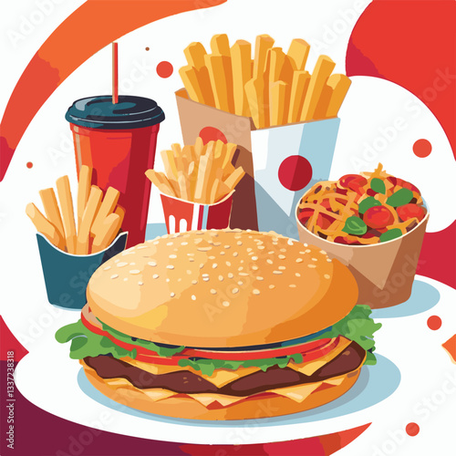 fastfood, fast, snack, food, meal, delicious, burger, lunch, background, dinner, american, meat, unhealthy, menu, restaurant, set, cheeseburger, junk, isolated, hamburger, fat, eat, sandwich, tasty, c