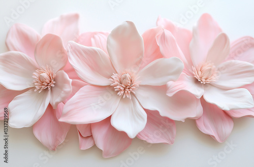 Elegant Pink Magnolia Bouquet Clip Art – High-Resolution, High-Quality Floral Illustration on a White Background for Decorative and Design Use