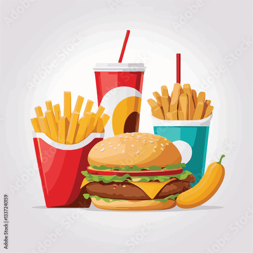 fastfood, fast, snack, food, meal, delicious, burger, lunch, background, dinner, american, meat, unhealthy, menu, restaurant, set, cheeseburger, junk, isolated, hamburger, fat, eat, sandwich, tasty, c
