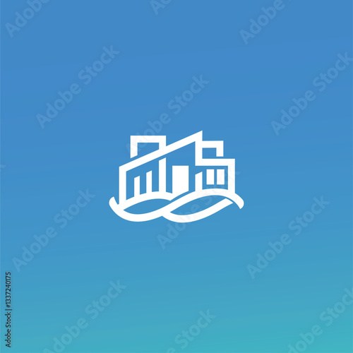 Modern BCB initial logo with beach wave elements, perfect for construction, architecture, and coastal businesses. Clean, professional design ideal for branding and real estate companies. Buy this vers