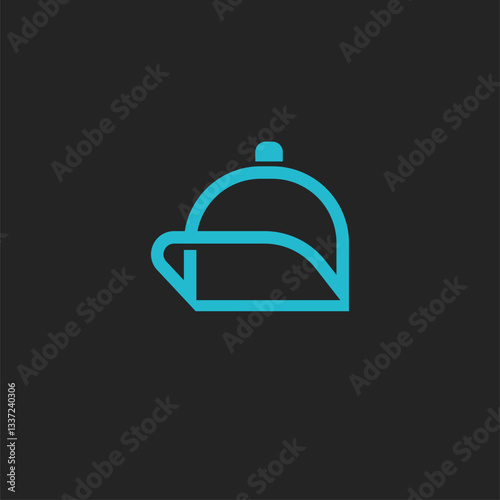 Minimalist blue line art hat logo - perfect for brands, fashion, and sports. Simple, clean, and versatile for business, merchandise, and design projects.