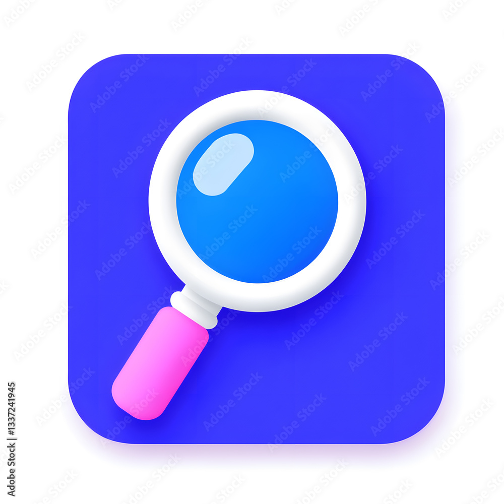 Color UI icon of a magnifying glass isolated on white background Color UI icon of a magnifying glass isolated on white background