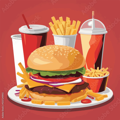 fastfood, fast, snack, food, meal, delicious, burger, lunch, background, dinner, american, meat, unhealthy, menu, restaurant, set, cheeseburger, junk, isolated, hamburger, fat, eat, sandwich, tasty, c