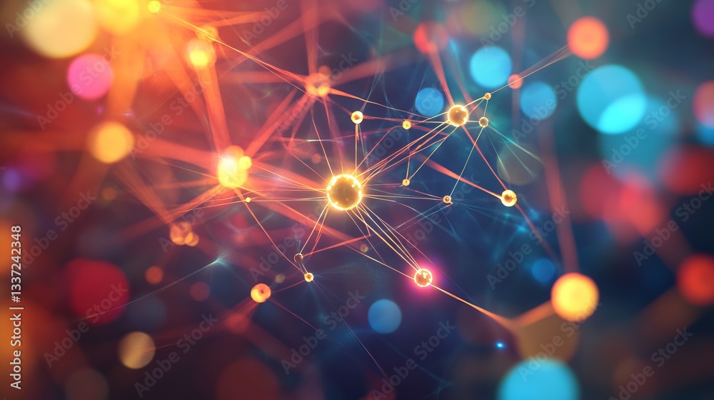 Fototapeta premium Abstract Neural Network 3D Illustration – Big Data Concept with Artificial Intelligence and Global Connectivity