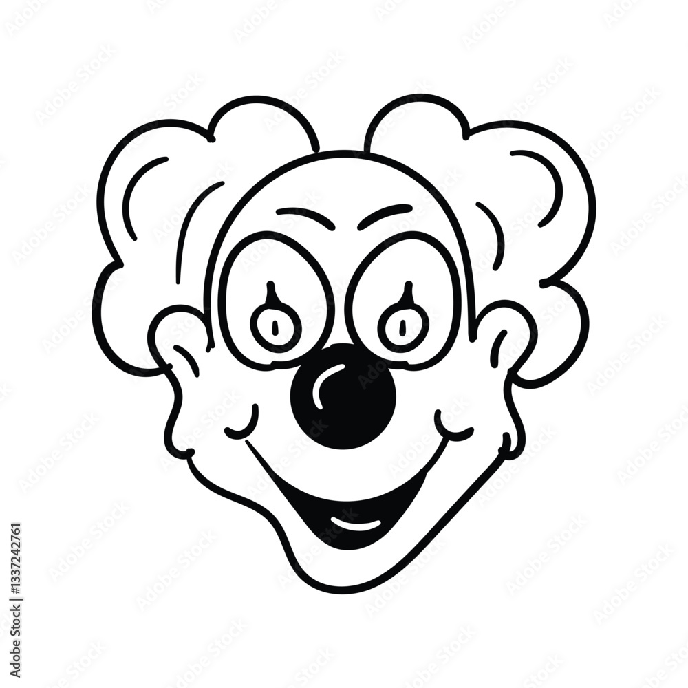 Clown glyph doodle icon with white background vector stock illustration Clown glyph doodle icon with white background vector stock illustration