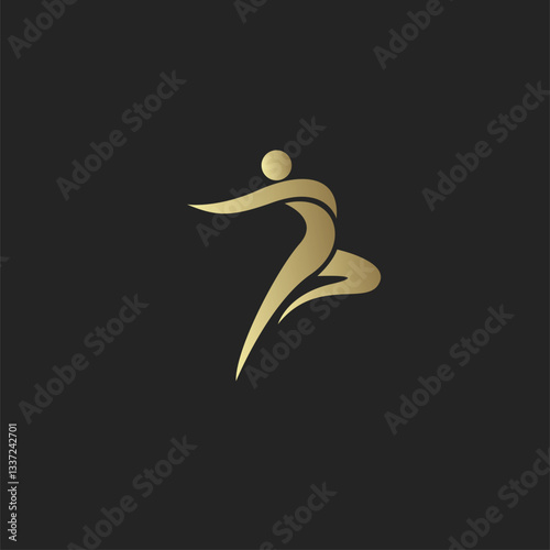 Dancing man forming number 7 logo - modern, creative, energetic, and dynamic logo design perfect for dance studios, sports brands, events, and fitness businesses. Ideal for branding, marketing, and di