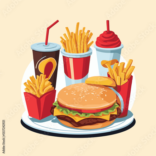 fastfood, fast, snack, food, meal, delicious, burger, lunch, background, dinner, american, meat, unhealthy, menu, restaurant, set, cheeseburger, junk, isolated, hamburger, fat, eat, sandwich, tasty, c